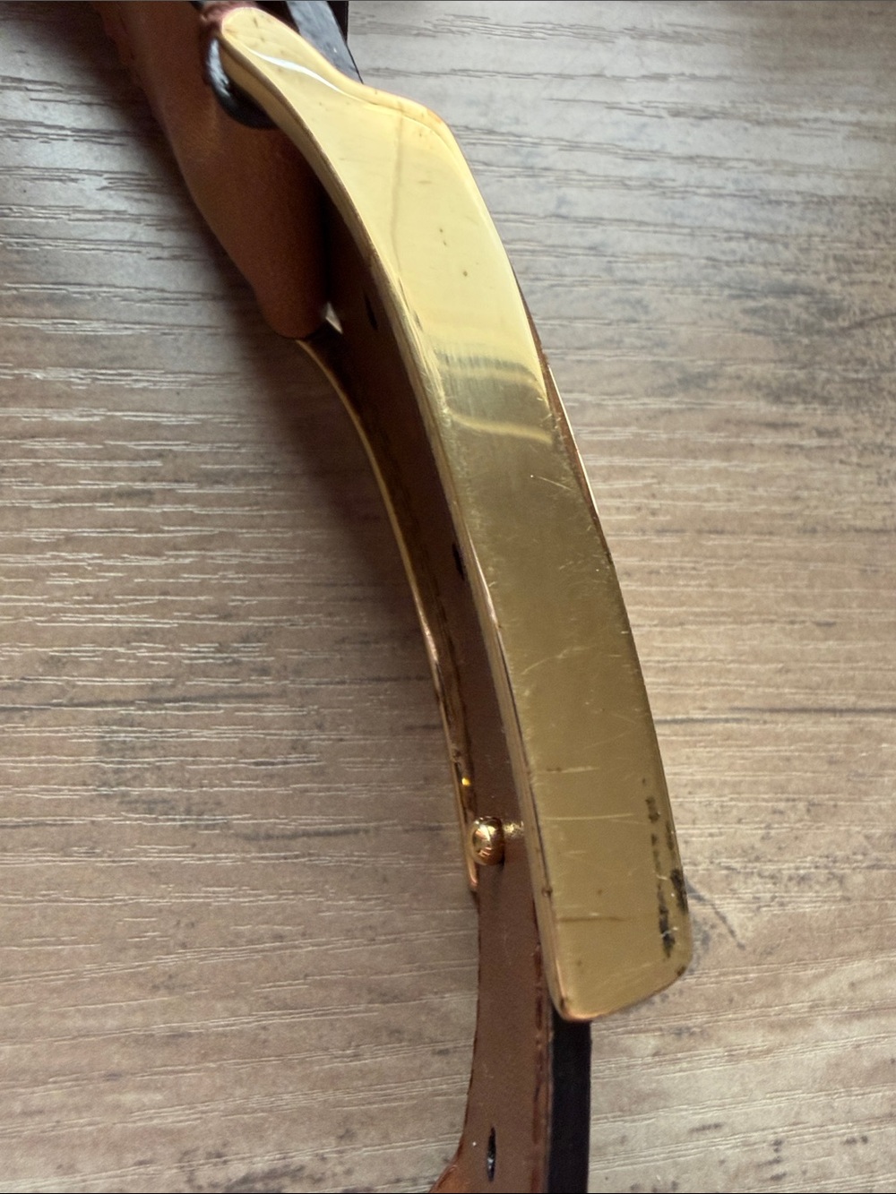 Worn Burberry Men's Gold-Tone Buckle with Beige Check Belt size 80 - Picture 10 of 15